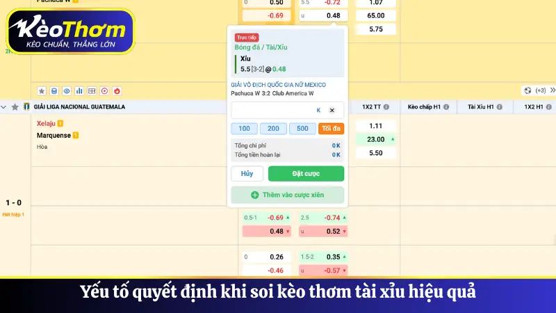 Yếu tố quyết định khi soi kèo thơm tài xỉu hiệu quả
