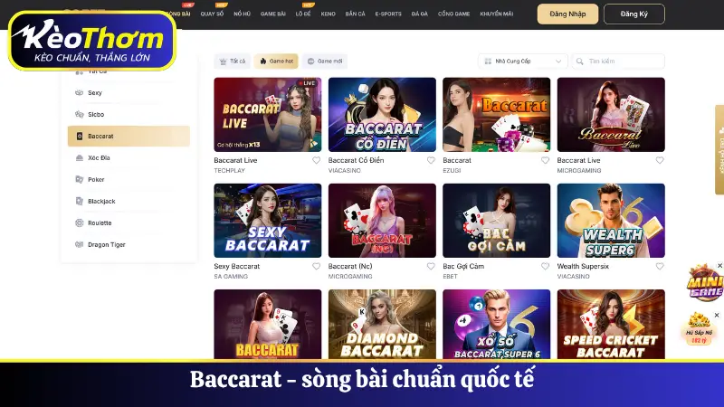 Baccarat - sòng bài chuẩn quốc tế