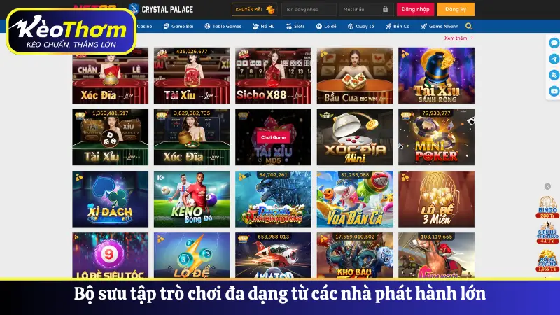 Bộ sưu tập trò chơi đa dạng từ các nhà phát hành lớn