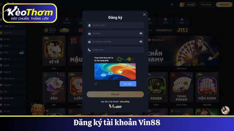 Đăng ký tài khoản Vin88