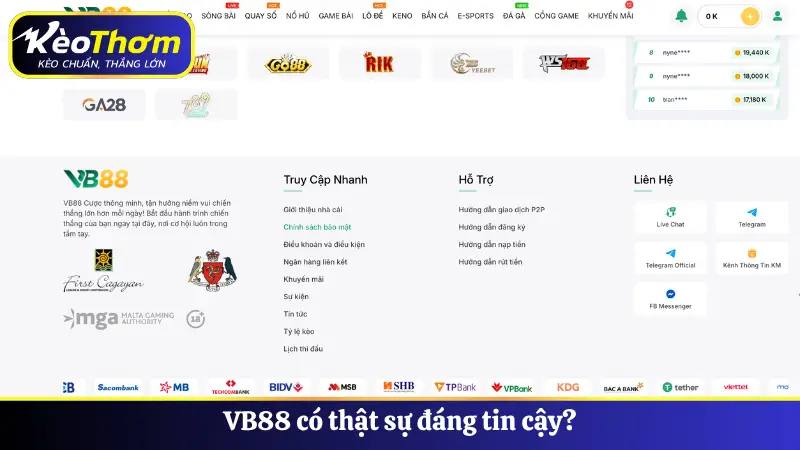 VB88 có thật sự đáng tin cậy?